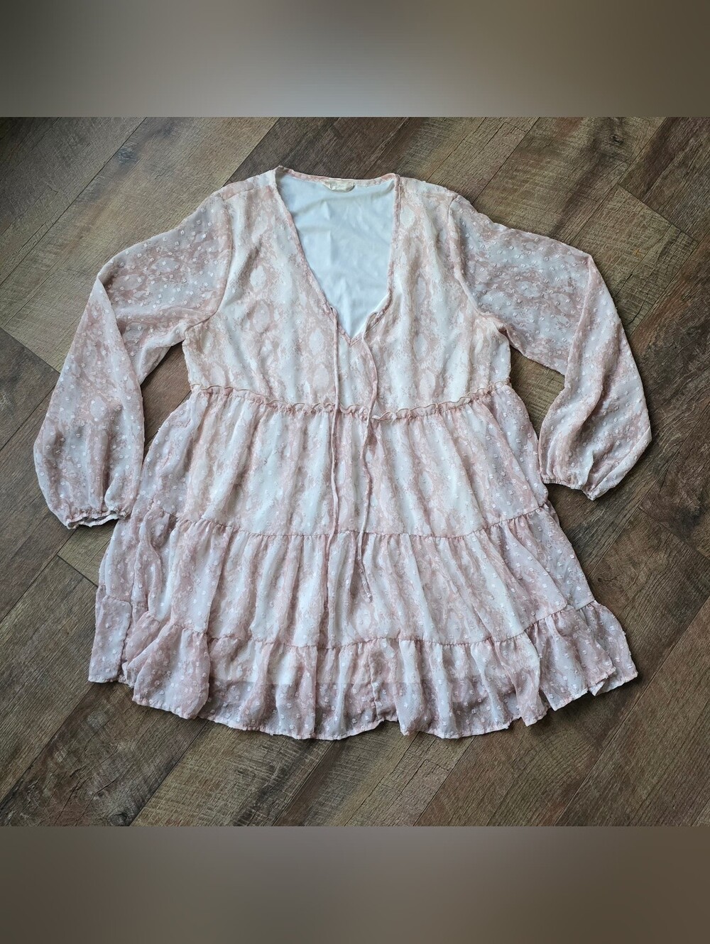 Alter'd State Snake Print Sheer Tiered Babydoll Dress Size Medium